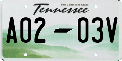 TN license plate A0203V