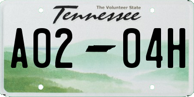TN license plate A0204H