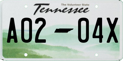 TN license plate A0204X