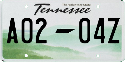 TN license plate A0204Z