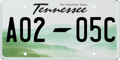 TN license plate A0205C