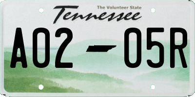 TN license plate A0205R