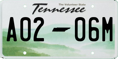 TN license plate A0206M