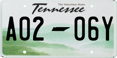 TN license plate A0206Y
