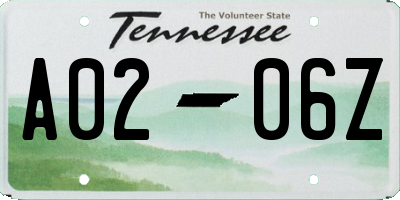 TN license plate A0206Z