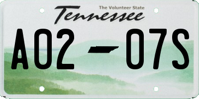 TN license plate A0207S