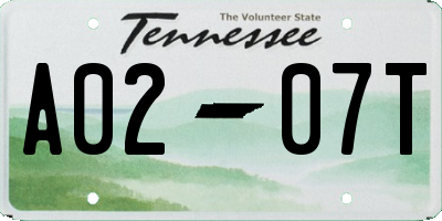 TN license plate A0207T