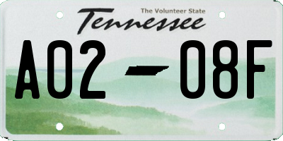 TN license plate A0208F