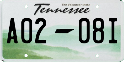 TN license plate A0208I
