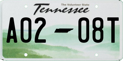 TN license plate A0208T