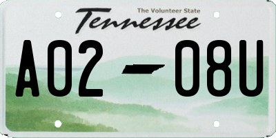 TN license plate A0208U