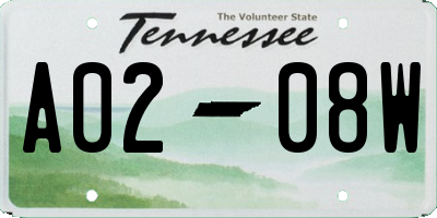 TN license plate A0208W