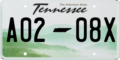 TN license plate A0208X