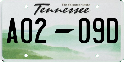 TN license plate A0209D