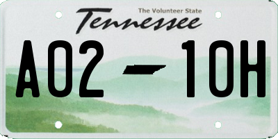 TN license plate A0210H