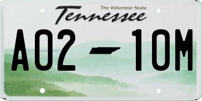 TN license plate A0210M
