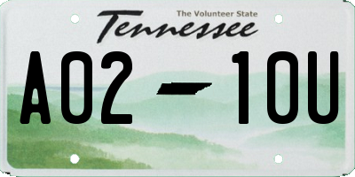 TN license plate A0210U