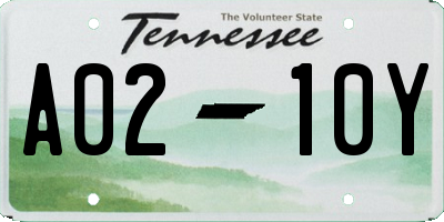 TN license plate A0210Y