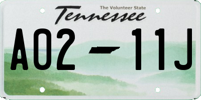 TN license plate A0211J