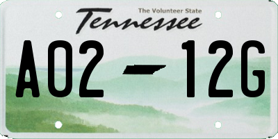 TN license plate A0212G