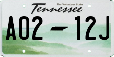 TN license plate A0212J