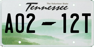 TN license plate A0212T