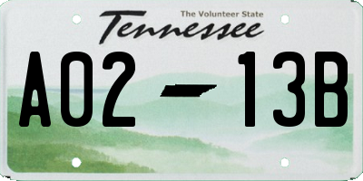 TN license plate A0213B