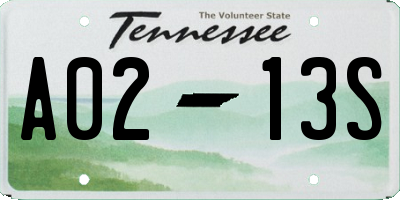 TN license plate A0213S