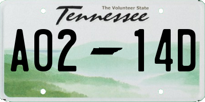 TN license plate A0214D