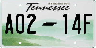 TN license plate A0214F