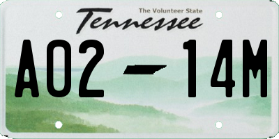 TN license plate A0214M