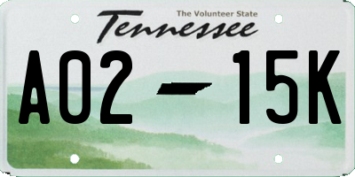 TN license plate A0215K