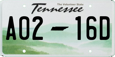 TN license plate A0216D