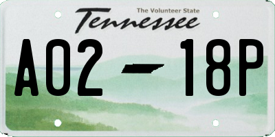 TN license plate A0218P