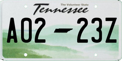 TN license plate A0223Z