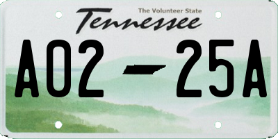 TN license plate A0225A