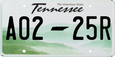 TN license plate A0225R