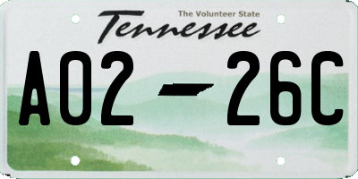 TN license plate A0226C