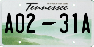 TN license plate A0231A