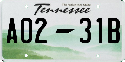 TN license plate A0231B