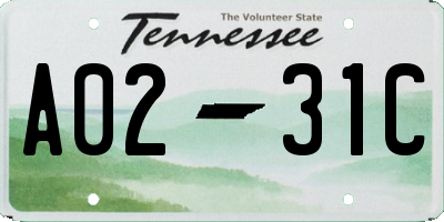 TN license plate A0231C