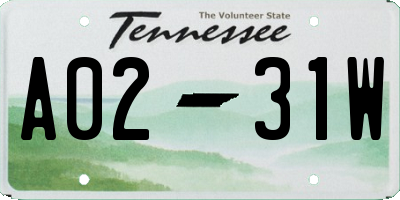 TN license plate A0231W