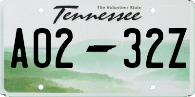 TN license plate A0232Z