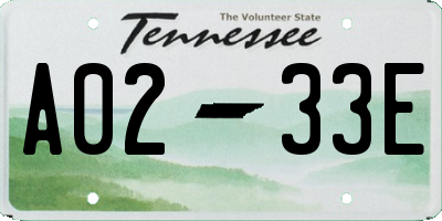 TN license plate A0233E