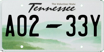 TN license plate A0233Y