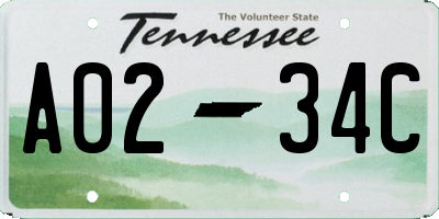 TN license plate A0234C