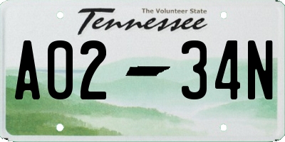 TN license plate A0234N