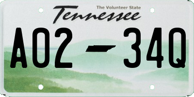 TN license plate A0234Q