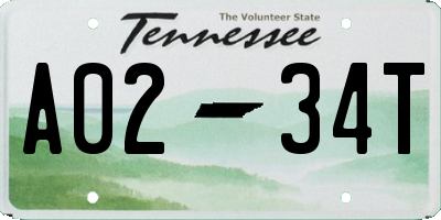 TN license plate A0234T