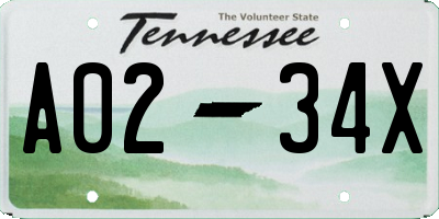 TN license plate A0234X